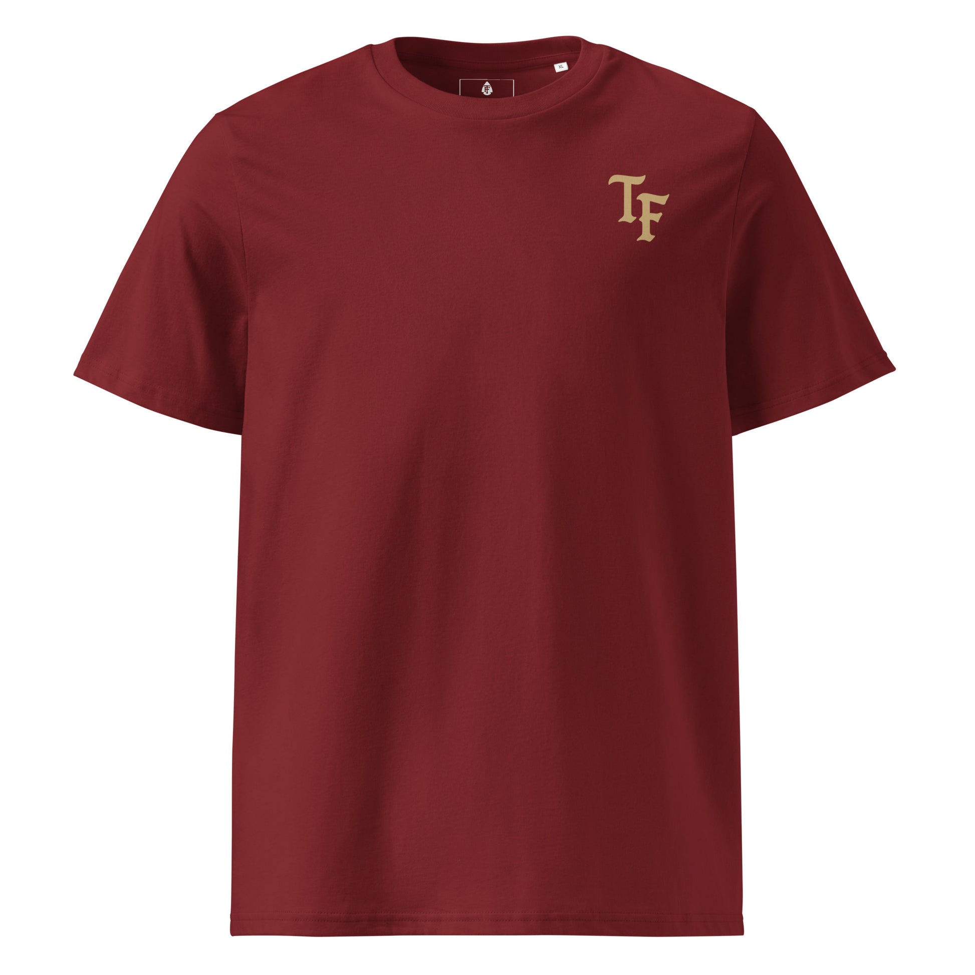 Men's standard issue tee true few in burgundy with small TF logo on chest by True Few Collective
